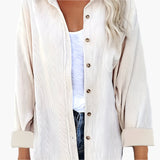 Camisa de pana para otoño - Elegante blusa de franela acanalada para mujer