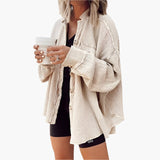 Camisa de pana para otoño - Blusa oversize de franela acanalada para mujer
